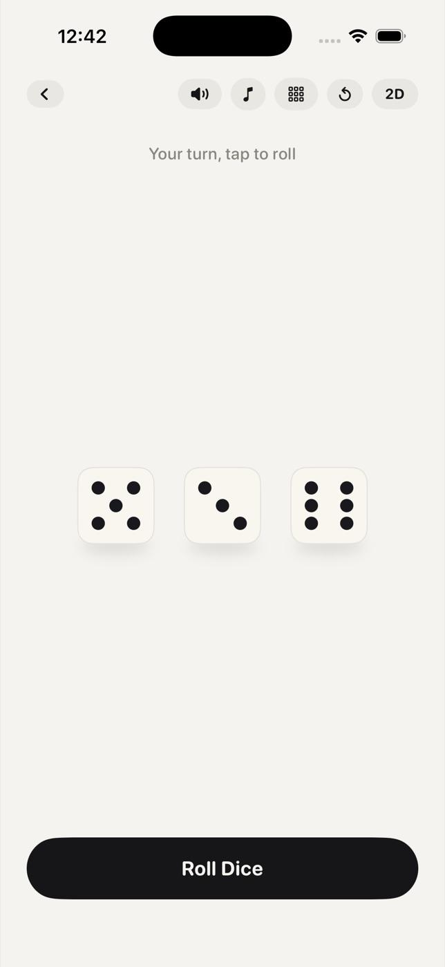 Chomp with three flat 2D dice in the tray
